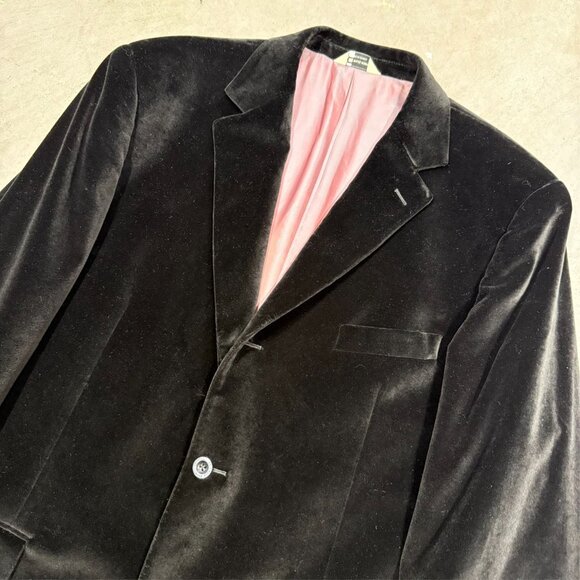 Wilke-Rodriguez Velour Blazer Velvet Sport Coat Black 100% Cotton 46L - Picture 2 of 8